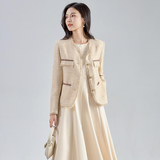 【高货wl】全新升级【铂金会员339/天猫459/差价120】(33739) 洛诗琳新款法式优雅气质轻奢*编织羊毛呢小香风短外套 商品图0