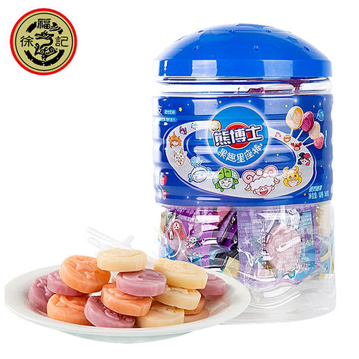 【棒棒糖缤纷水果汇~酸甜果味，童年棒棒糖】徐福记熊博士星座棒棒糖 牛奶水果味混合儿童零食 糖果礼物 每个吃货都想拥有大桶包装-QQ 商品图1