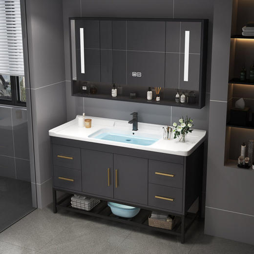 轻奢组合陶瓷洗漱洗手盆台洗脸盆一体浴室柜台盆柜卫浴实木 商品图3