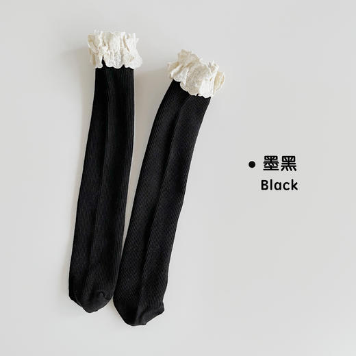 【精致的蕾丝花边设计，展现公主风范，韩国ins风格，萌趣又时尚】女童袜子春秋纯色堆堆袜 儿童中筒袜韩ins公主蕾丝花边宝宝长筒袜-QQ 商品图6