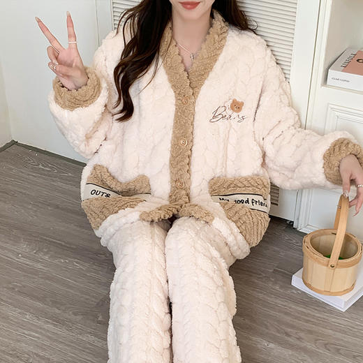 冬天【珊瑚绒月子服】冬季产后孕妇睡衣 春秋冬款产妇哺乳睡衣套装 商品图10