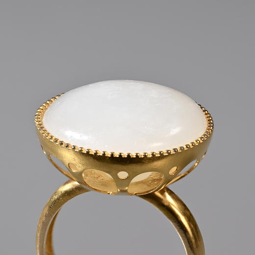 清代和田白玉扣子“金盏玉台”戒指 商品图5