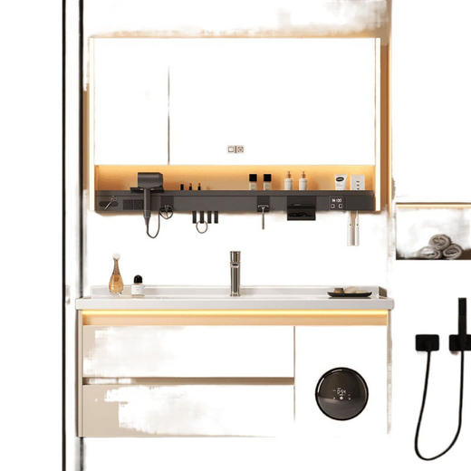 洗手池奶油【洗脸盆】新款卫生间柜风台组合家用陶瓷盆洗漱浴室柜 商品图3