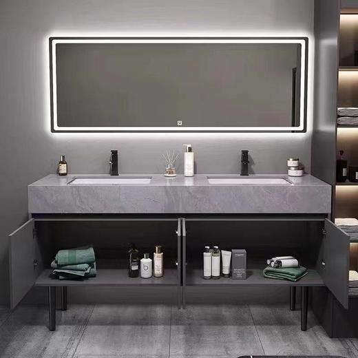 大理石多层双人落地式洗脸盆双盆卫生间双盆实木浴室柜 商品图2