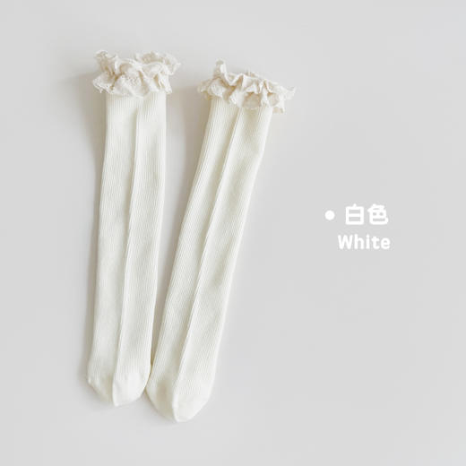 【精致的蕾丝花边设计，展现公主风范，韩国ins风格，萌趣又时尚】女童袜子春秋纯色堆堆袜 儿童中筒袜韩ins公主蕾丝花边宝宝长筒袜-QQ 商品图5