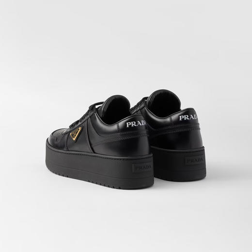 PRADA 普拉达 男士 Downtown Bold 珐琅金属三角形徽标皮革休闲运动鞋 黑色 1E792M 3LPF F0002 商品图2