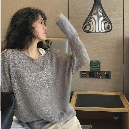 【顺丰包邮】73021 洛诗琳秋季新款慵懒感马海毛镂空针织罩衫160504 商品图1