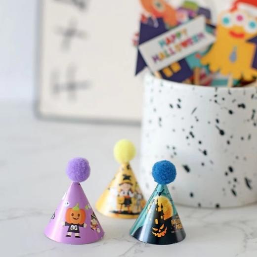 成型小帽子插件15个装 【万圣节主题】 毛球小帽子装饰插件带竹签胶点 商品图0
