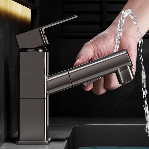 漱口浴室多功能龙头卫面盆卫生间洗脸抽拉式全铜冷热水龙头洗手池 商品图2