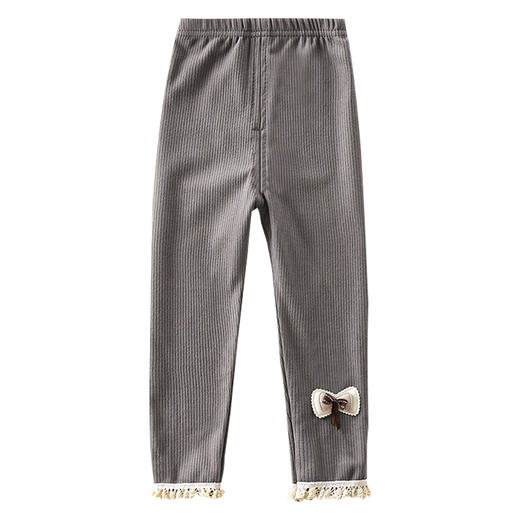 立减40【舒适德绒提花打底裤，亲肤柔软，简约清新】儿童打底裤秋季新款 女童德绒薄款 宝宝外穿花边长裤 女孩裤子-QQ#异业福利 商品图4