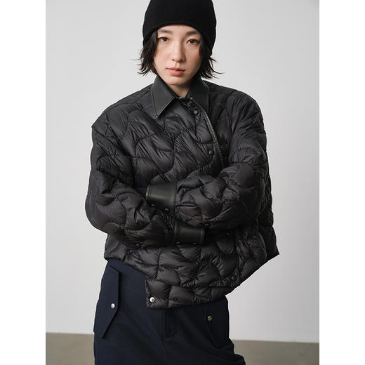 UMILAB【布朗尼】90白鸭绒拼皮 轻量感高保暖衬衫式羽绒服BF313H 商品图4