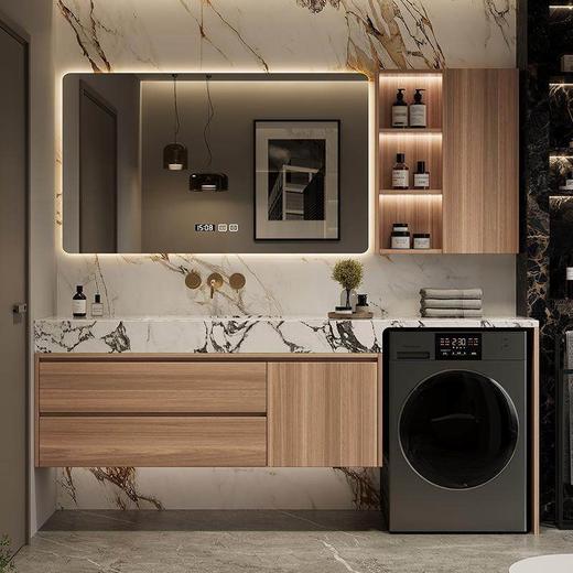 一体浴室柜岩板陶瓷轻奢伴侣现代一体盆柜柜组合洗衣机阳台洗手盆 商品图1