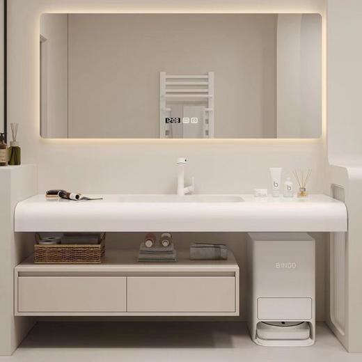 洗脸盆可丽耐盆机器人扫地洗漱台一体组合肤感智能弧形日系浴室柜 商品图3