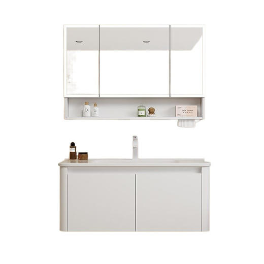 圆角组合浴室柜蜂窝侧格洗漱卫生间一体洗手池陶瓷铝太空台盆加厚 商品图4