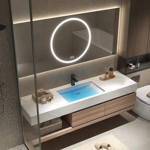 盆洗脸池卫生间组合风岩板台柜洗手盆一体奶油洗漱设计师浴室柜 商品图3