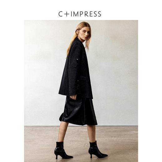 西嘉牦牛绒澳毛混纺 手工钉饰双面呢大衣女2024秋冬毛呢西装外套(货号:WT2404050) 商品图3