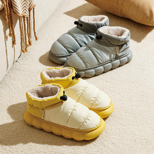 【冬季高帮款，脚踝再也不冷了】情侣款抽绳防水棉拖鞋 云朵般的鞋底 柔软防滑 鞋面防水保暖 抽绳款不漏风 商品图1