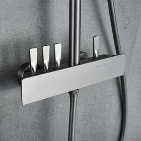 黑色全铜淋浴套装家用水阀水龙头花洒枪灰喷头花洒按键混浴室洗澡