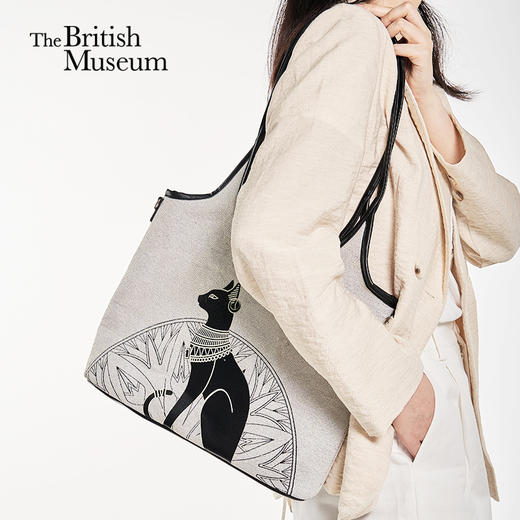 大英博物馆 盖亚·安德森猫系列 通勤托特包 单肩包 灰色 商品图0