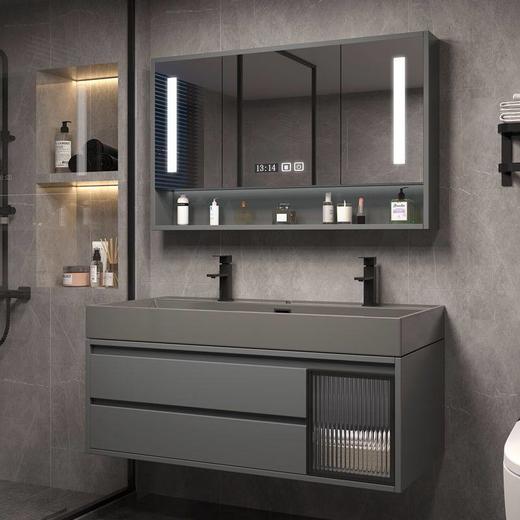 岩石卫浴浴室柜轻奢组合柜台双人卫生间洗手池洗漱洗脸盆一体纳米 商品图2