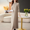 CC-16-9177秋冬圆领宽松显瘦长款针织连衣裙2024秋冬配大衣打底A字裙毛衣裙 商品缩略图2
