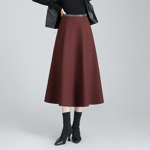 MYX-YGLR-7090-L垂感修身简约A字大摆裙高腰显瘦时尚半身裙2024年秋冬款气质伞裙 商品图2