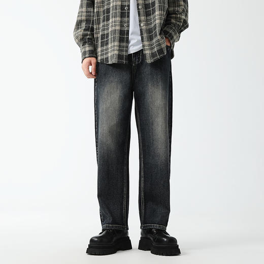 【新款DQ】大依优型大码潮款直筒牛仔裤长裤男舒适休闲简约百搭加肥加大男装 商品图0