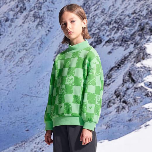 【秒】【特】【MQD】童装冬款男大童宽松字母棋盘格潮流保暖套头卫衣 商品图3