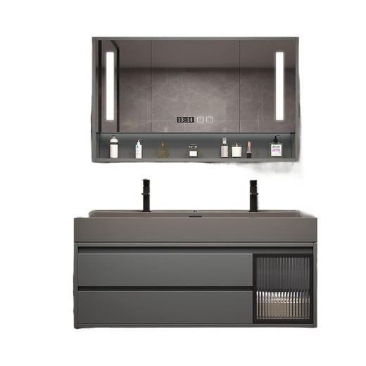 岩石卫浴浴室柜轻奢组合柜台双人卫生间洗手池洗漱洗脸盆一体纳米 商品图4