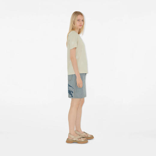 BURBERRY 巴宝莉 女士马术骑士徽标棉质圆领短袖T恤 米色 8092934 C1160 商品图2