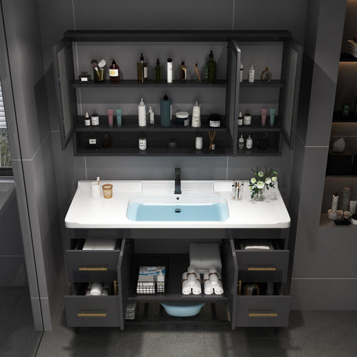 轻奢组合陶瓷洗漱洗手盆台洗脸盆一体浴室柜台盆柜卫浴实木 商品图2