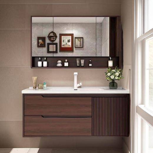 陶瓷浴室柜洗脸盆智一体洗漱实木组合中式浴室柜卫生间橡木洗手盆 商品图0