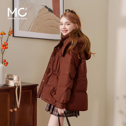 连帽布绳半收腰插袋款羽绒服女装 商品图1