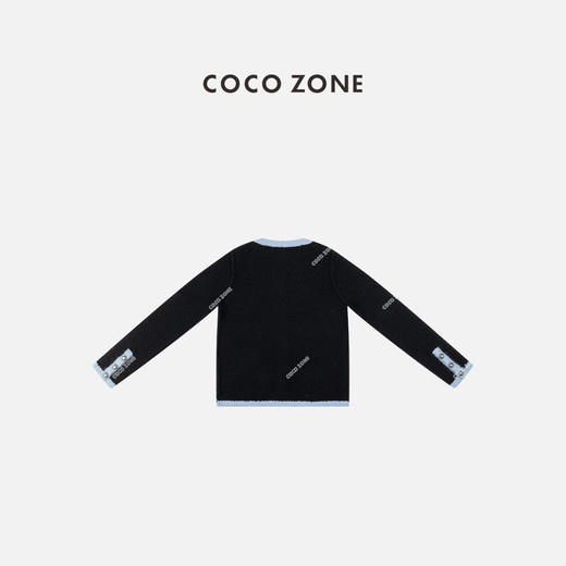 COCO ZONE 复古小香风针织衫撞色口袋开衫上衣CC1D2381 商品图1