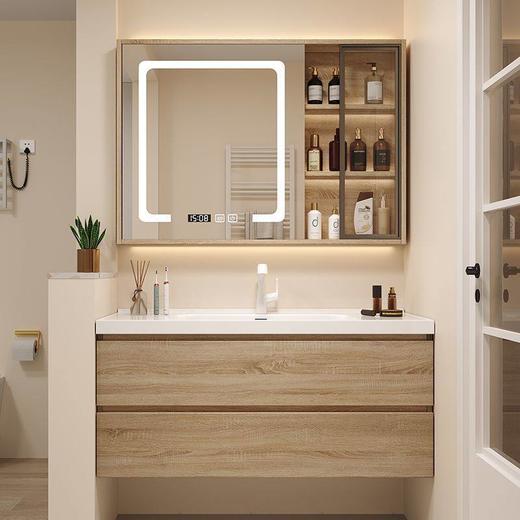 原木小户型一体免漆卫生间盆家用洗手台浴室柜实木洗漱日式组合 商品图0