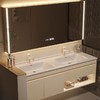 双盆轻奢台卫生间洗手洗漱烤柜一体组合浴室柜漆橡木陶瓷洗脸 商品缩略图2
