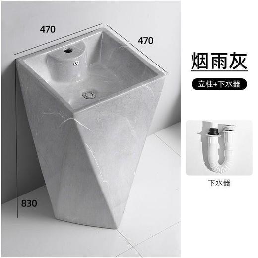 卫生间北欧一体落地立柱立柱式风格洗手台陶瓷洗脸盆盆洗手盆方形 商品图2