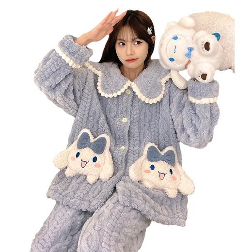 冬季新款【睡衣女珊瑚绒】卡通可爱娃娃领 秋冬天加厚加绒保暖法兰绒家居服套装 商品图4