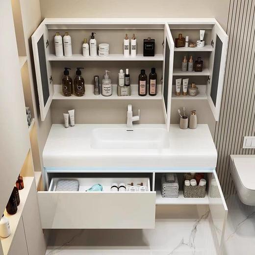 洗漱卫生间台洗脸盆一体奢风浴室柜网红洗手盆智能柜组合可丽耐轻 商品图3