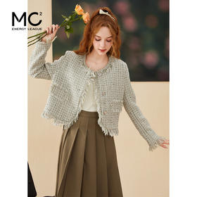 mc2流苏粗花呢小香风外套女2024新款时尚圆领亮片气质高级感上衣