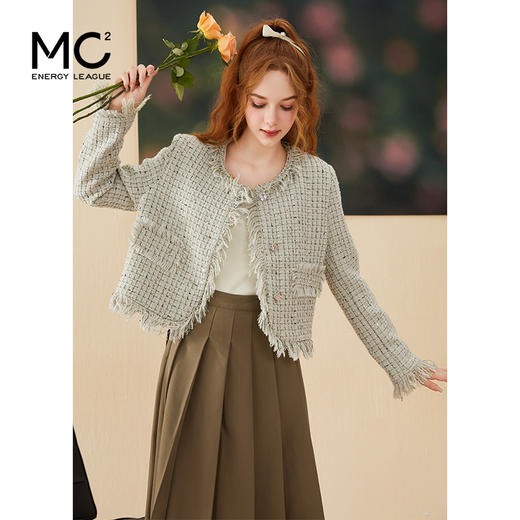 mc2流苏粗花呢小香风外套女2024新款时尚圆领亮片气质高级感上衣 商品图0