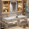 岩板卫浴洗脸台双盆轻奢组合洗手台台卫生间一体洗漱柜盆浴室柜柜 商品缩略图2