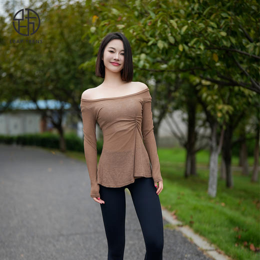 跃牌【禅语梵心】圆领中长款性感修身健身服网红速干衣瑜伽T恤CX2927 商品图2