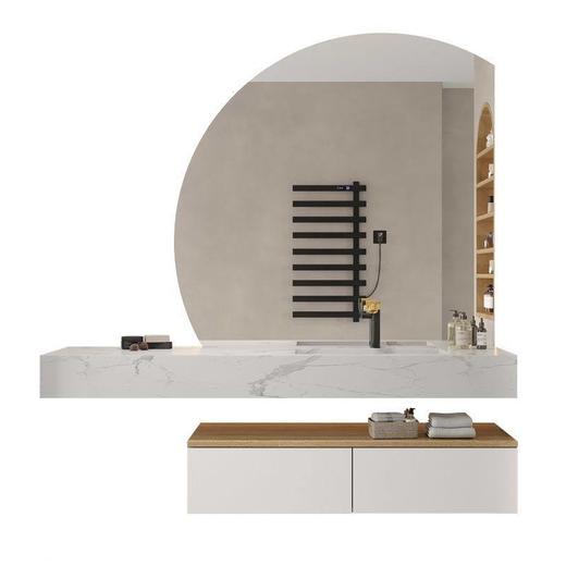 一体洗手池卫生间组合岩板台洗脸设计师订至实木盆现代洗漱浴室柜 商品图3