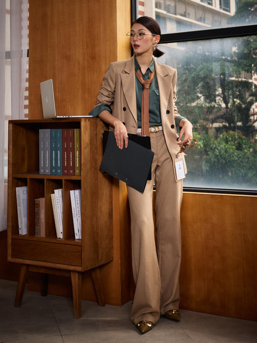 J83A3343颈袖添香2019春秋新款时尚OL职业装套装修身正装职场气质女装女J83A3343 商品图1