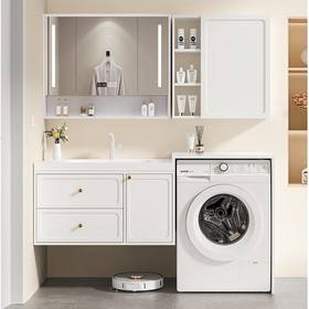 浴室柜奶油洗脸盆台岩板洗漱组合橡木柜陶瓷卫生间一体