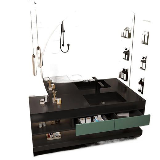 洗脸盆板组合半圆浴室柜一体轻奢岩盆镜洗漱柜台洗手盆卫生间 商品图4