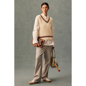 GOODBAI 粗体logo贴布绣毛边直筒高腰休闲卫裤