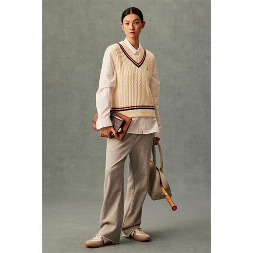 GOODBAI 粗体logo贴布绣毛边直筒高腰休闲卫裤 商品图0