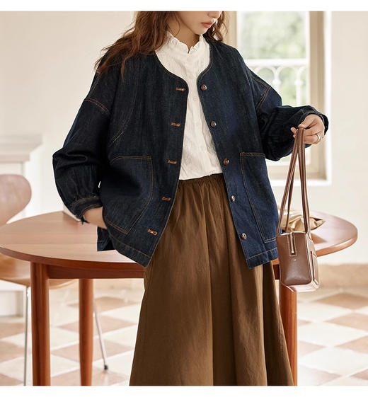 裁缝学苑AQ371新款夹克圆领牛仔外套纸样女装2024上衣短款服装样板 商品图1